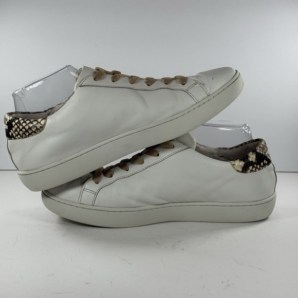 Tory‎ Burch Leigh T-Logo Sneaker Calf Leather/ Stamped Snake Printed Leather 10M - Picture 9 of 10